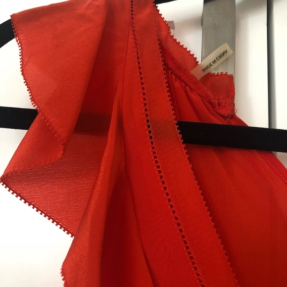 Rebecca Taylor Silk Flame Red Orange Dress Size 2 - Picture 7 of 8